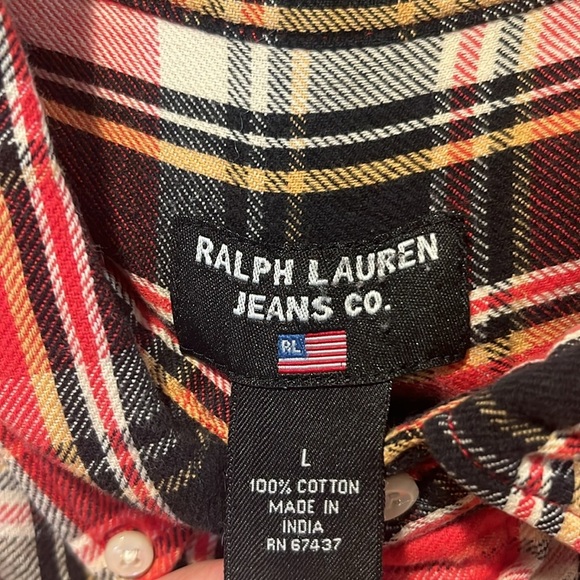 Ralph Lauren Jean co men’s plaid flannel button down shirt size large . - Picture 3 of 6